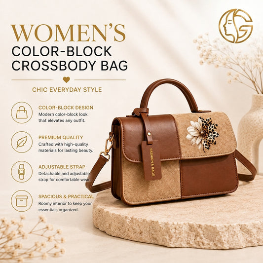 Glowth Womens Color-Block Crossbody Bag