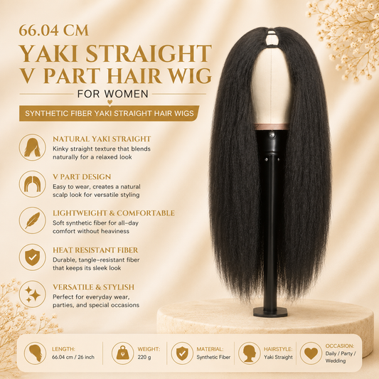 Glowth Yaki Straight V Part Hair Wig overview and features