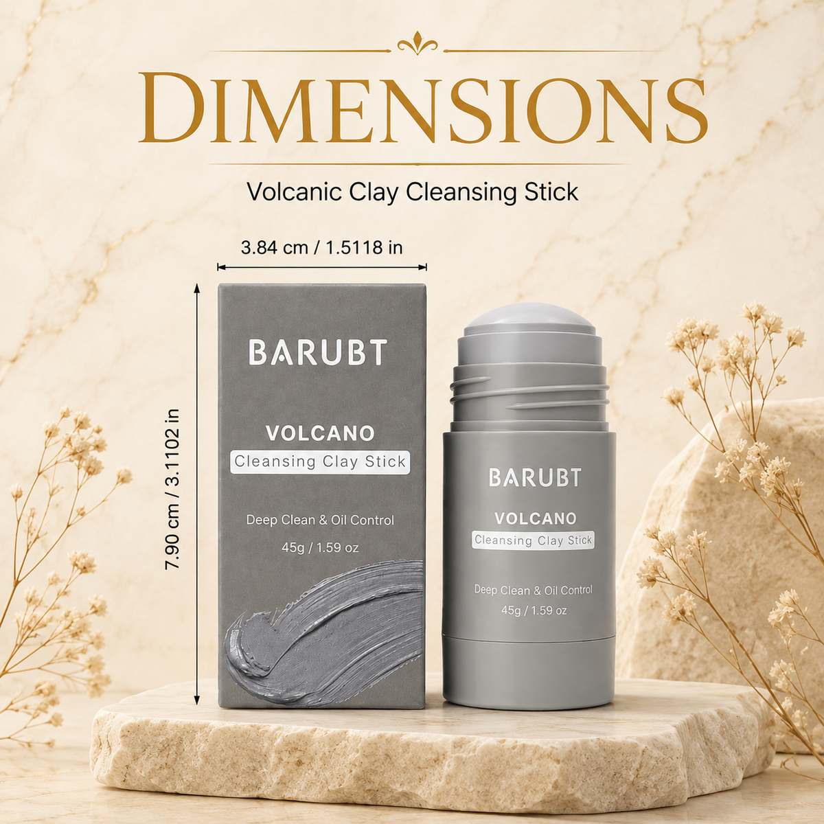 Volcanic clay cleansing stick dimensions