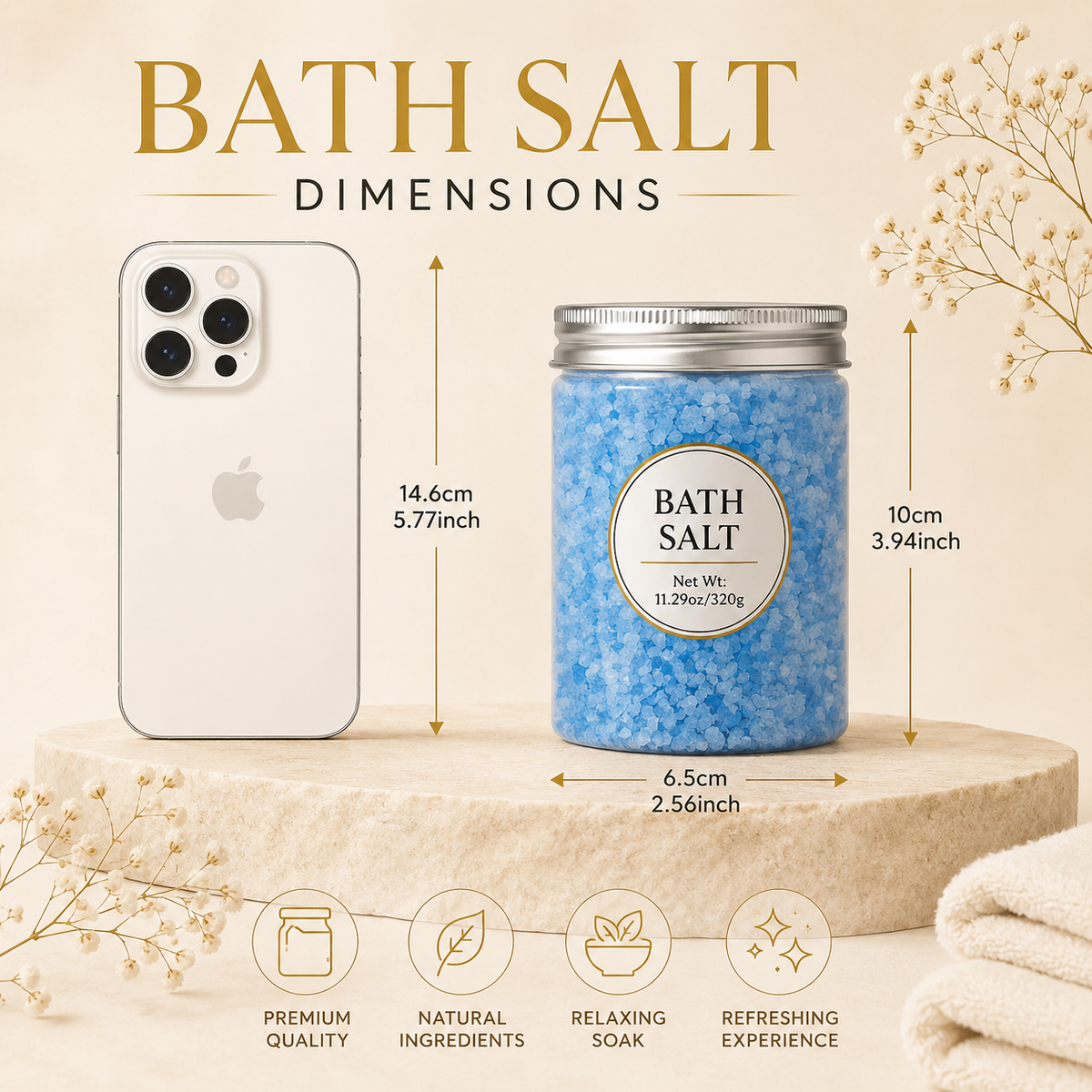 Glowth Premium Bath Salt dimensions