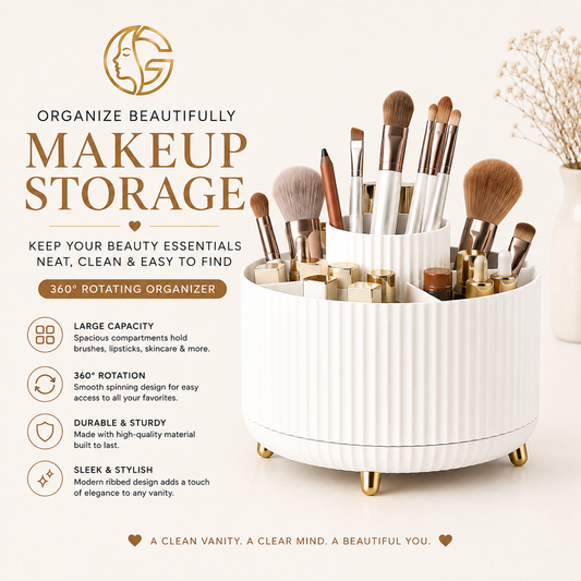 Makeup storage organizer features