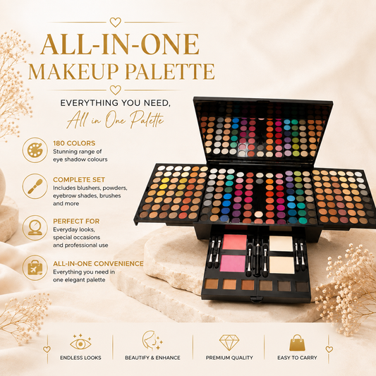 All-in-one makeup palette 180 colours features