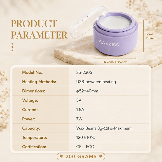 Waxkiss Hair Removal Wax Kit branding, 200 grams