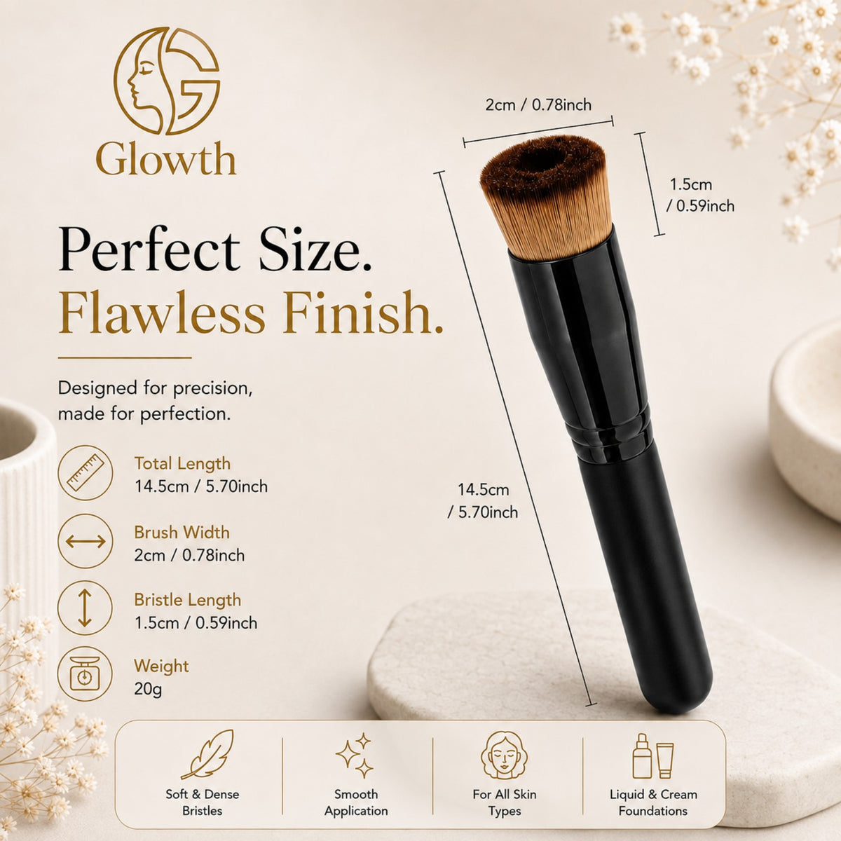 Foundation brush perfect size dimensions