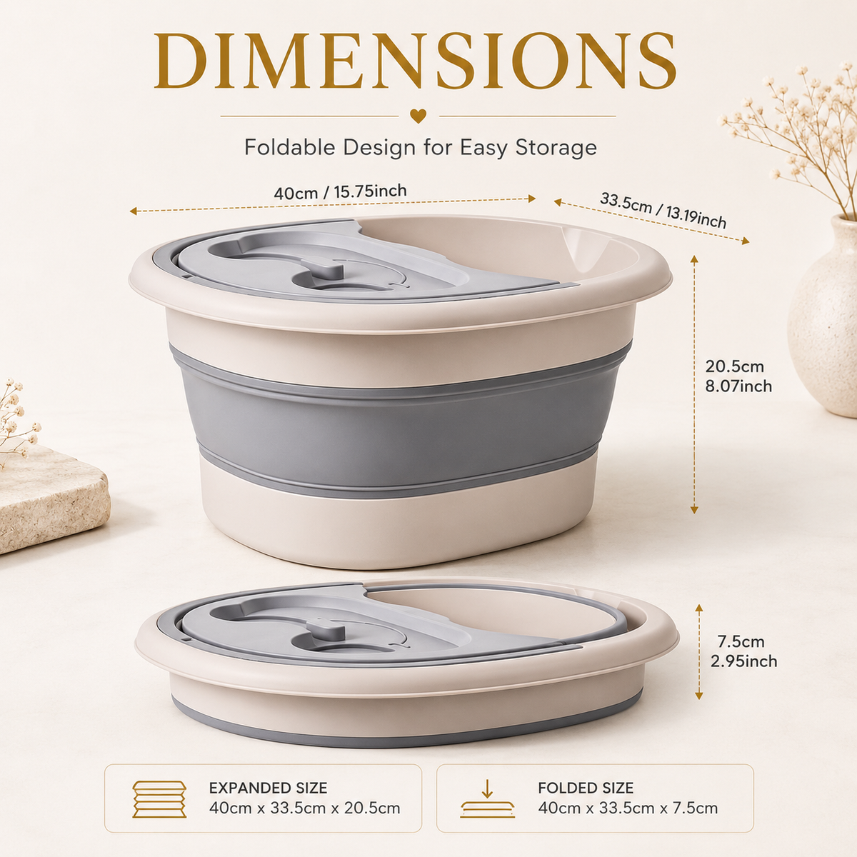 Foldable Foot Bath dimensions