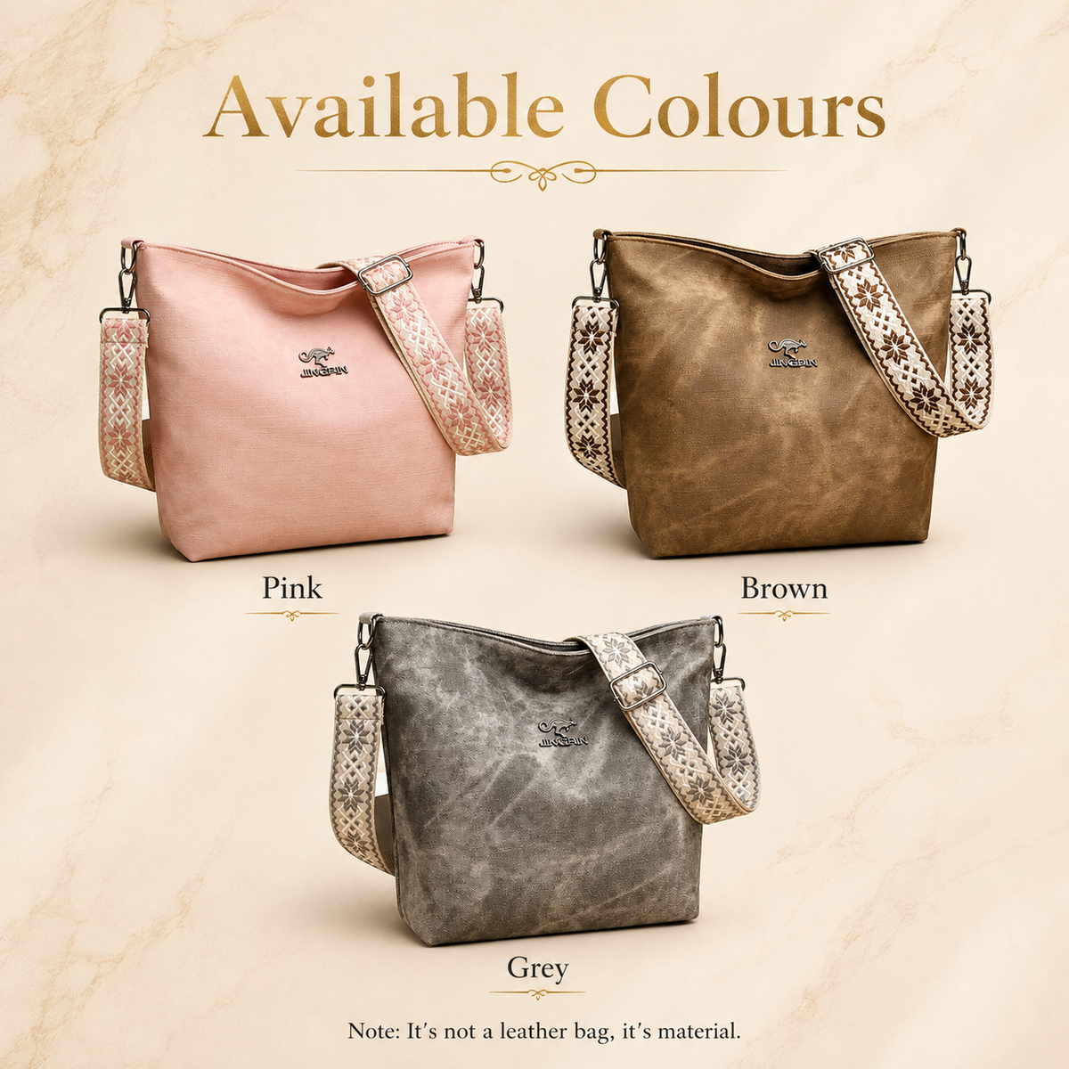 Bucket bag available colours pink brown grey