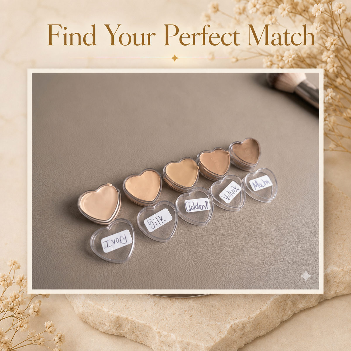 Net Liefde TalgOnderlaag shades, find your perfect match, Ivory Silk Golden Velvet Mocha