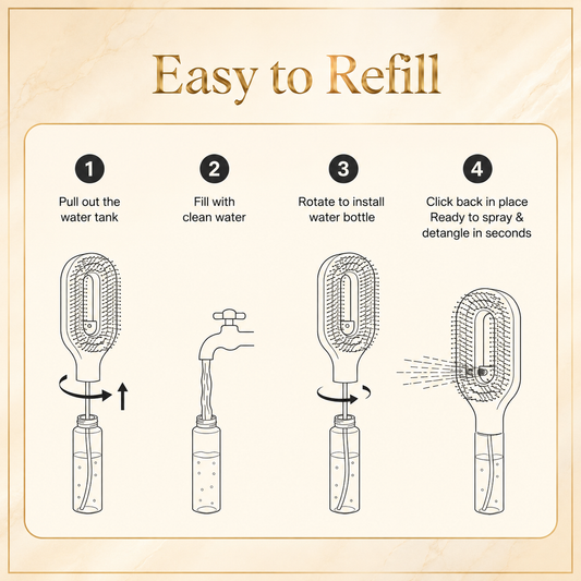 Easy to refill spray comb water tank