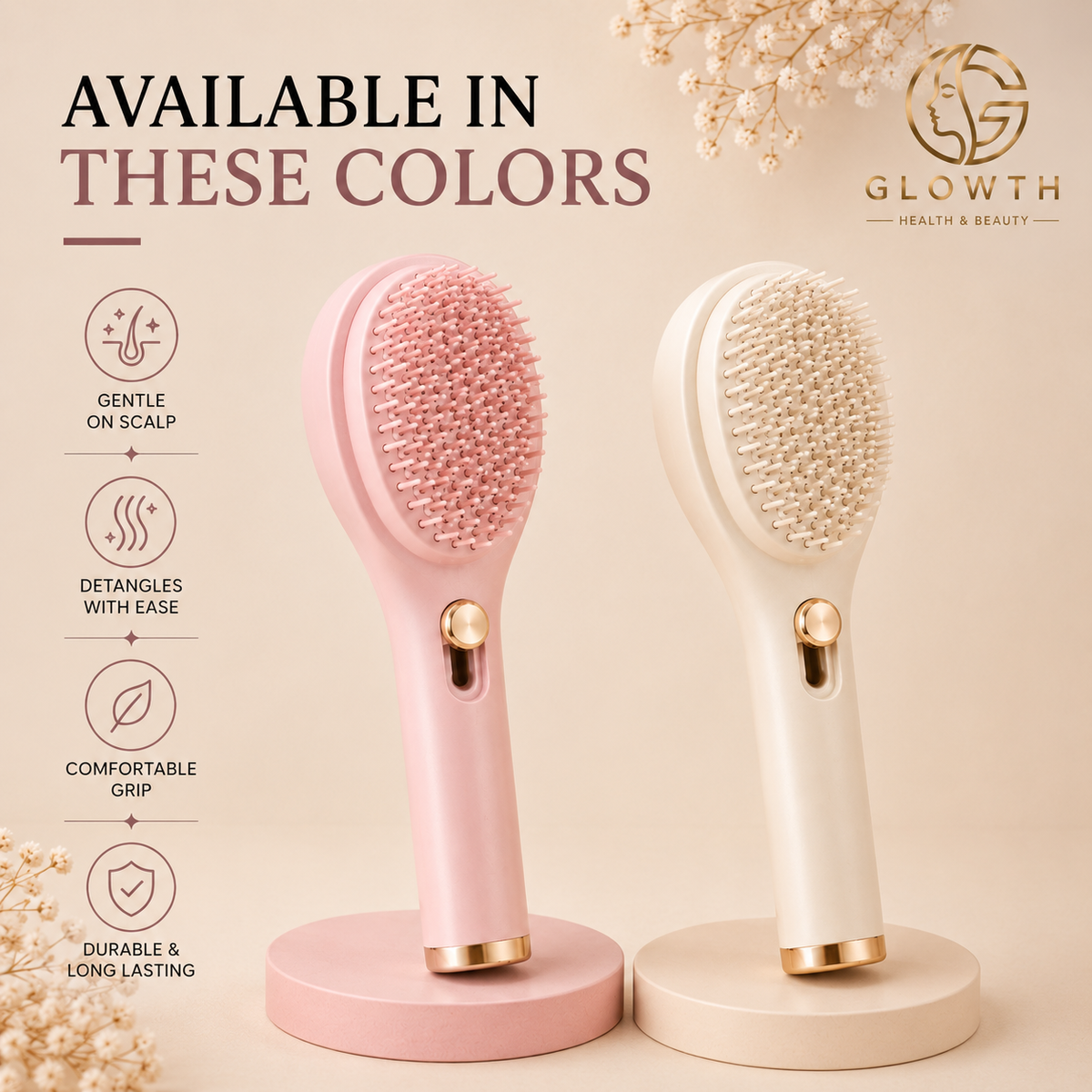 Available in pink and cream colors