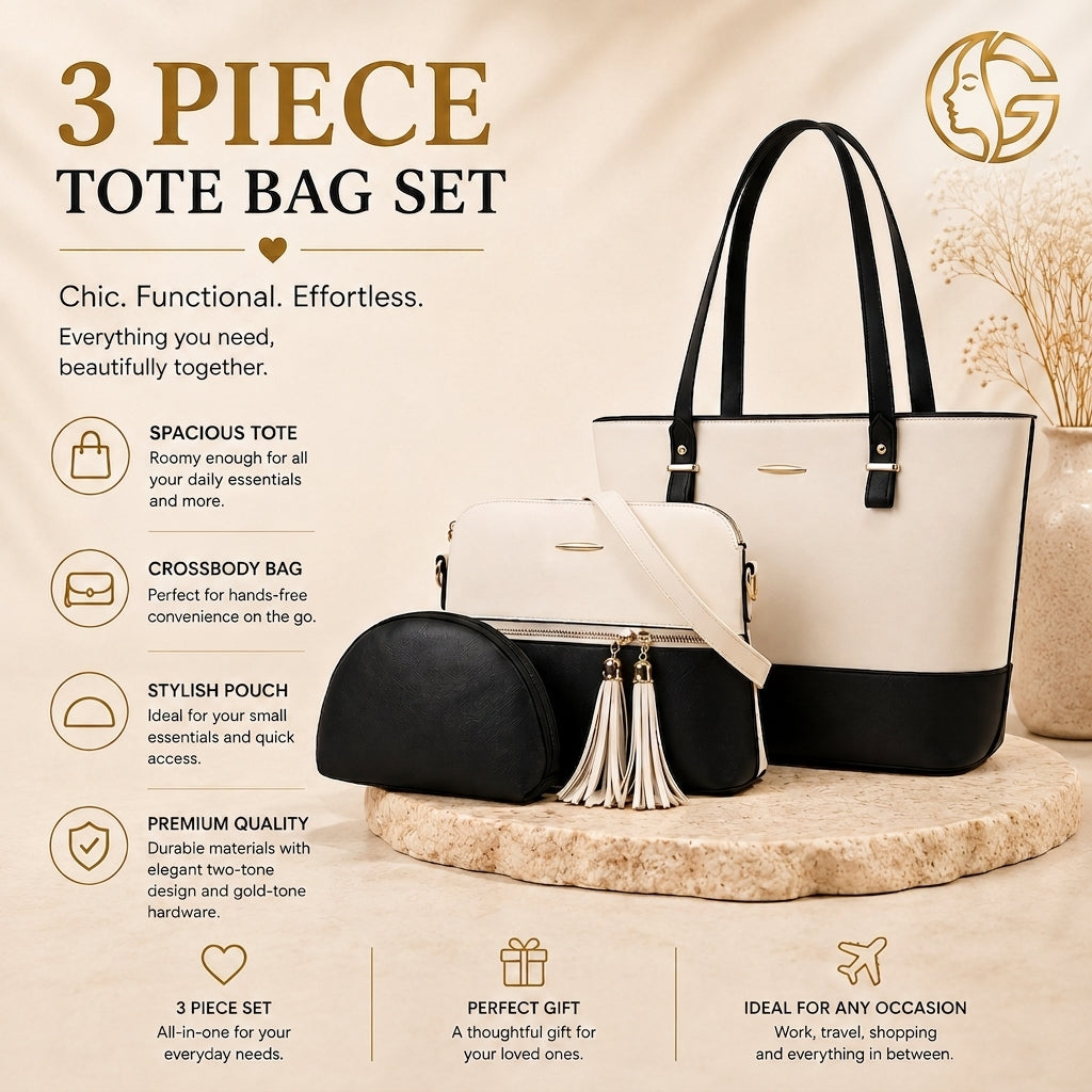 3-Piece Tote Bag Set features