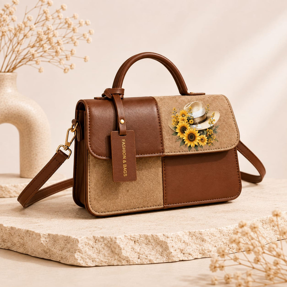 Glowth Sunflower Color-Block Crossbody Bag