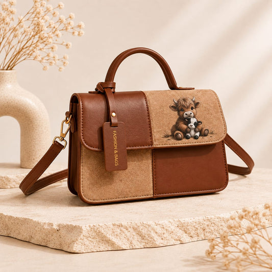 Highland cow crossbody bag features