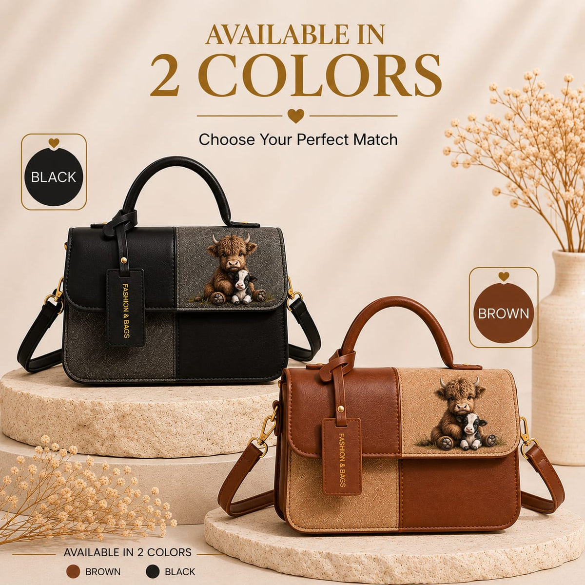 Highland cow crossbody bag lifestyle shot