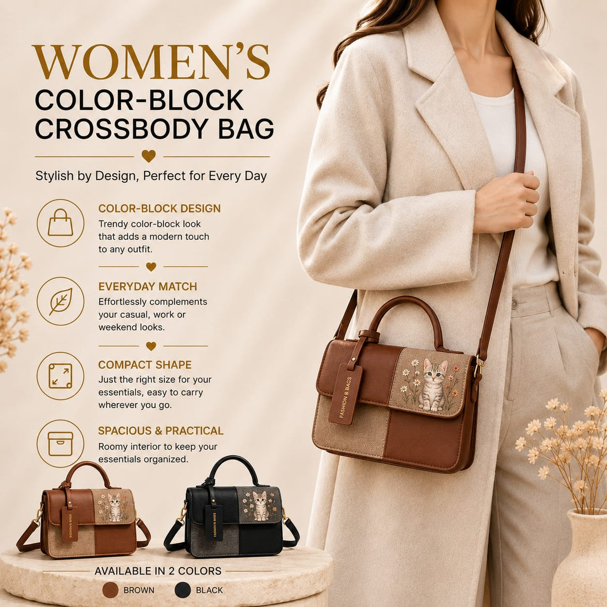 Kitten crossbody bag lifestyle shot