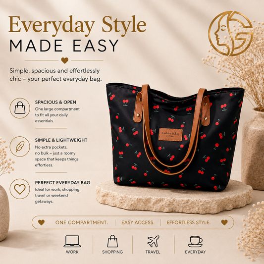Glowth Cherry Print Tote Bag features