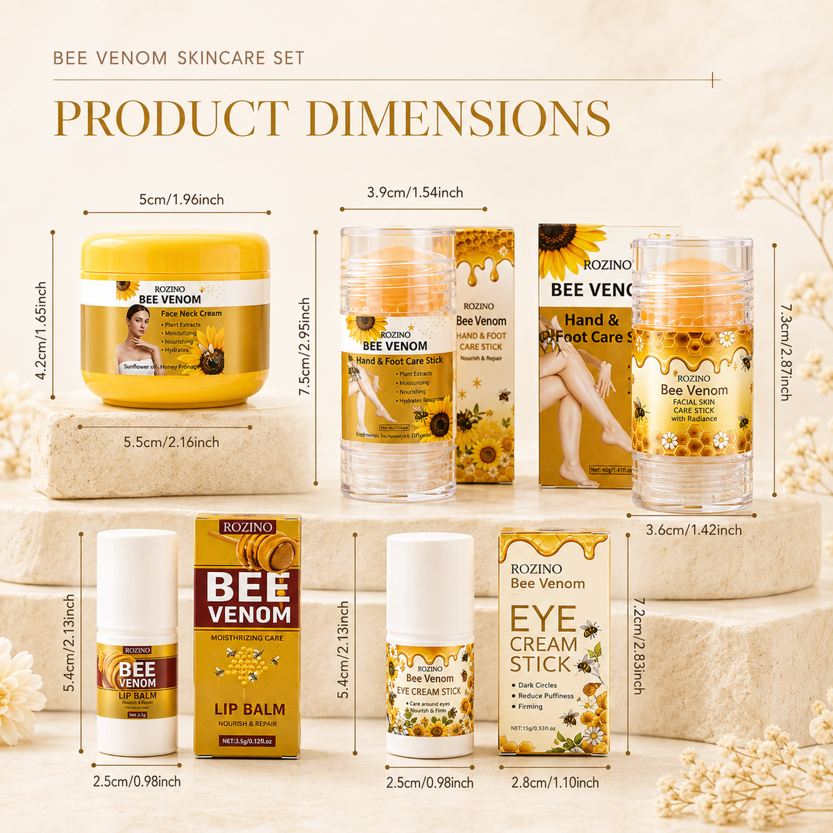 Bee venom skincare set product dimensions