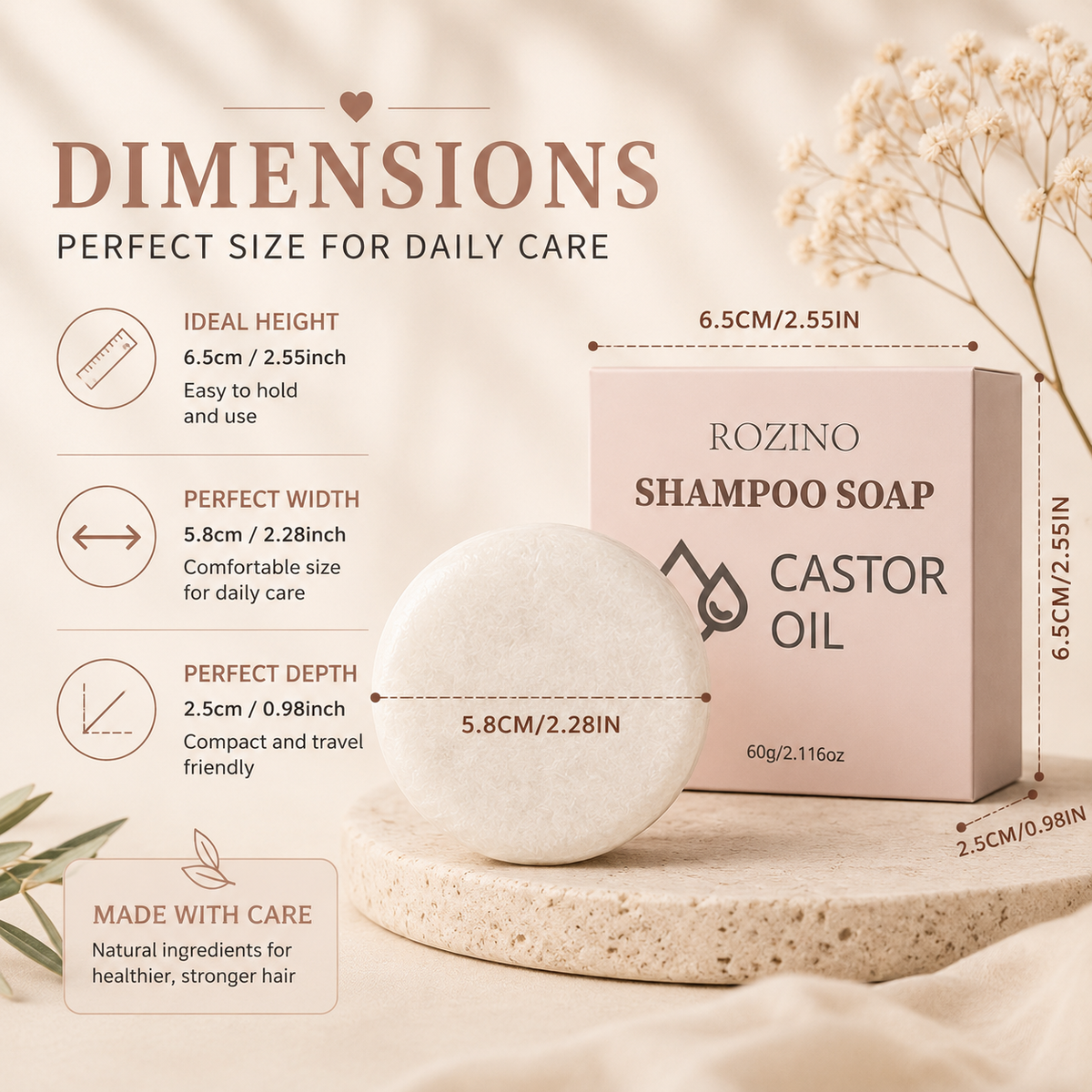 Glowth Shampoo Soap dimensions