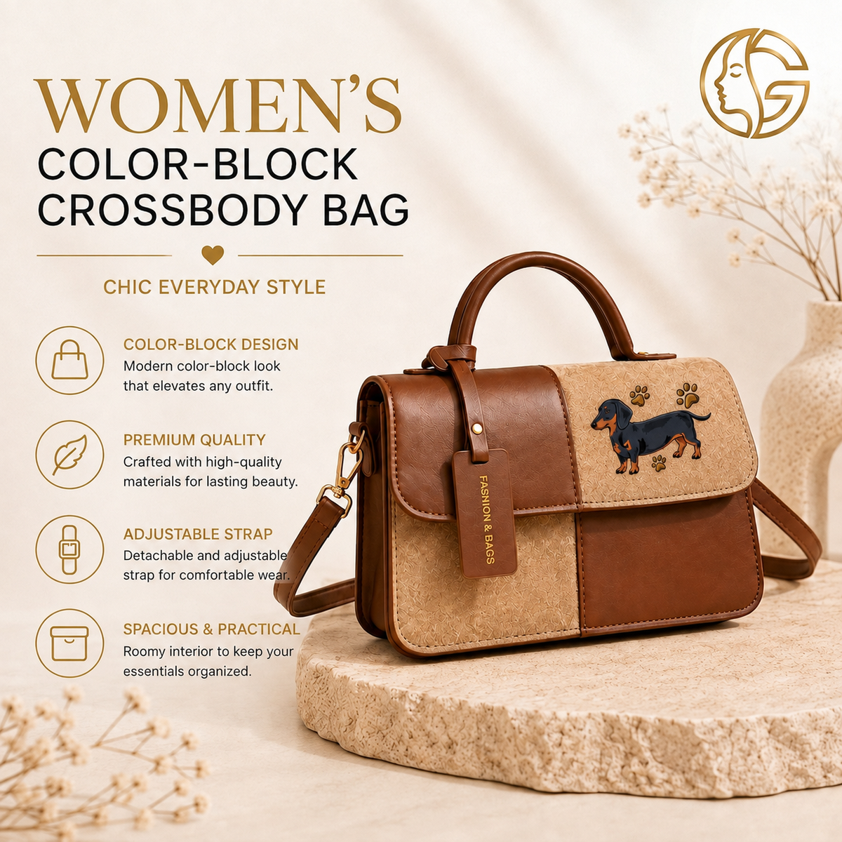 Dachshund crossbody bag features