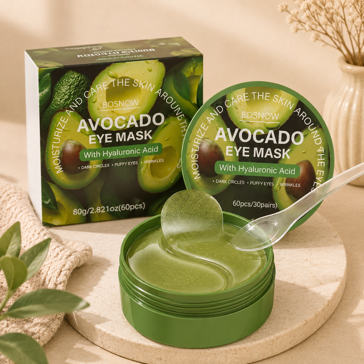 Glowth Avocado Eye Mask, product jar and box
