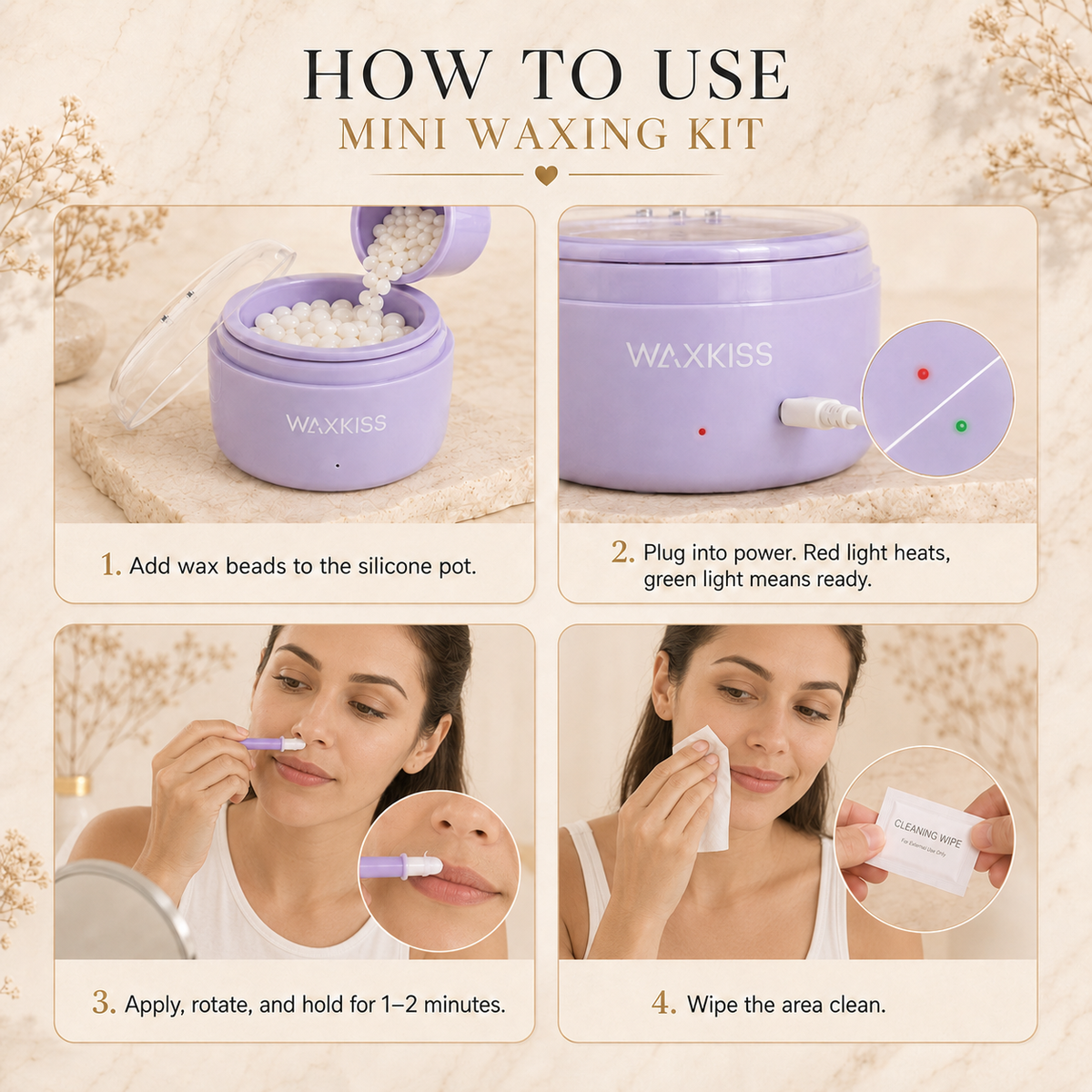 How to use mini waxing kit steps