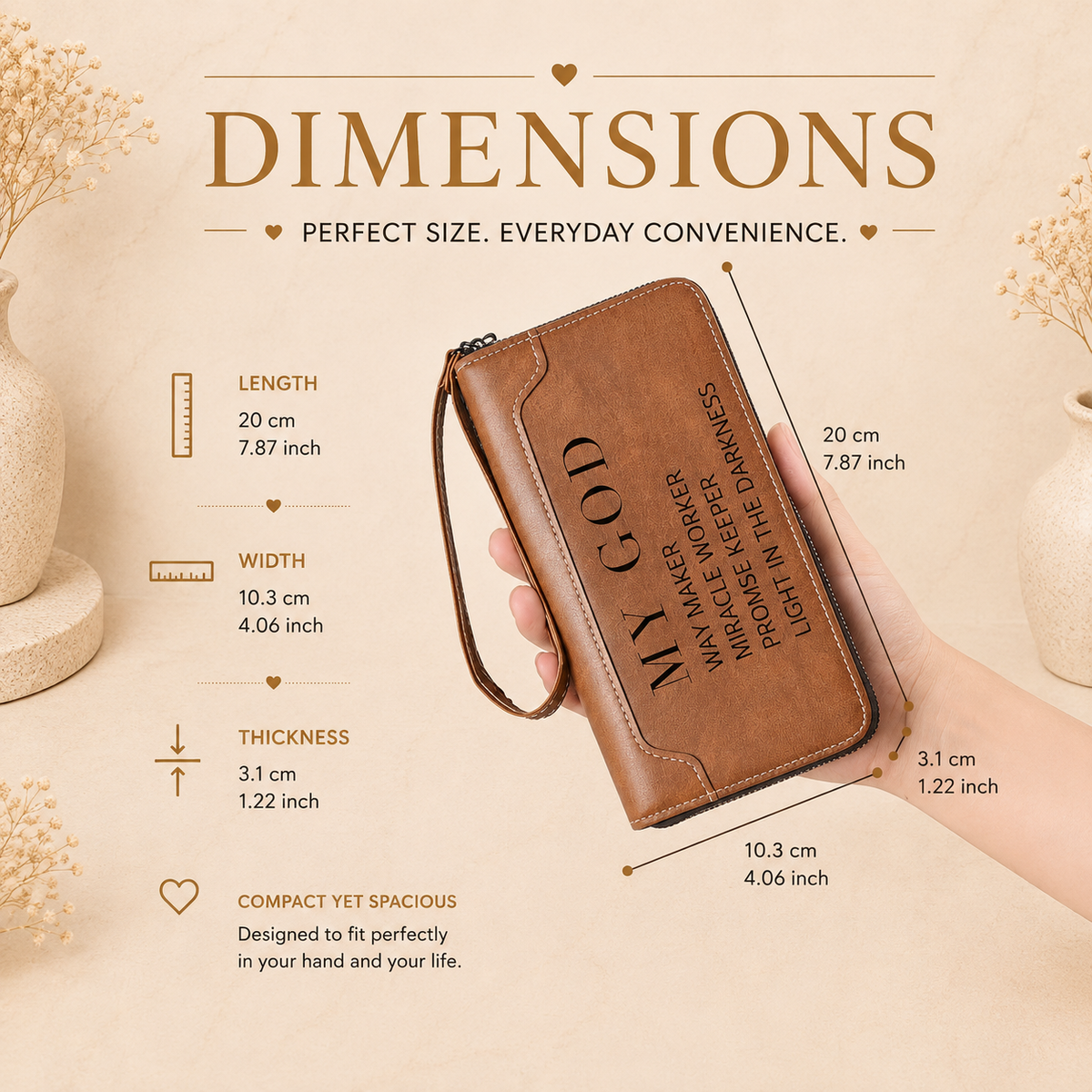 Glowth My God Faith Wallet dimensions