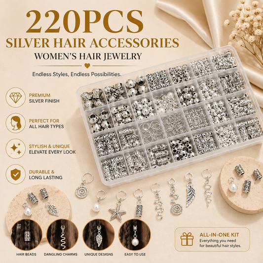 Glowth 220pcs Silver Hair Accessories overview