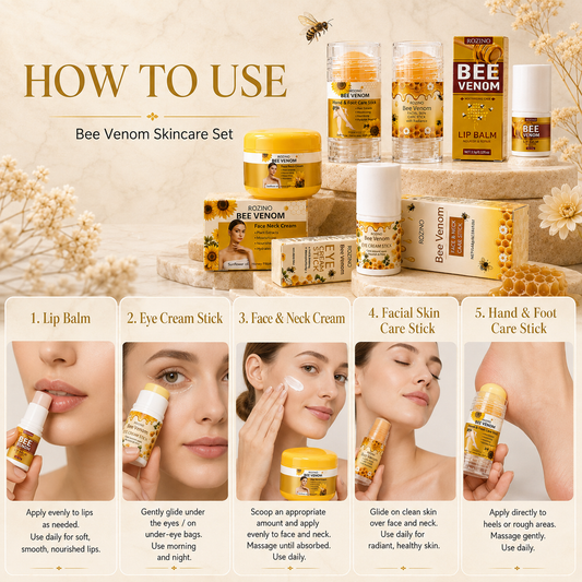 How to use, bee venom skincare set steps