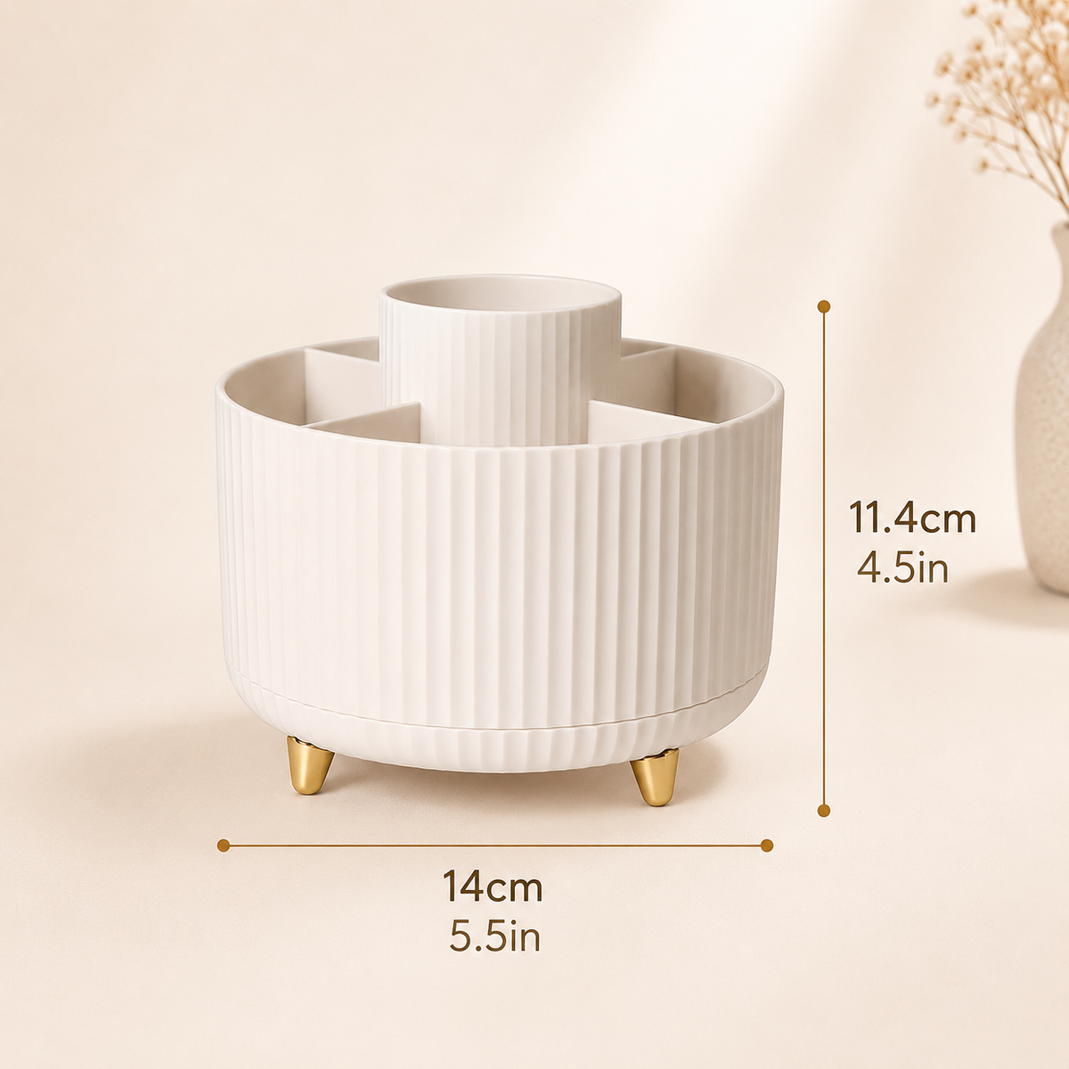 Glowth 360 Ribbed Makeup Storage dimensions