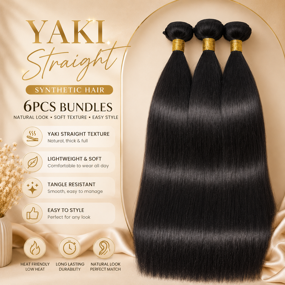 Glowth Yaki Straight Synthetic Hair Bundles overview and features