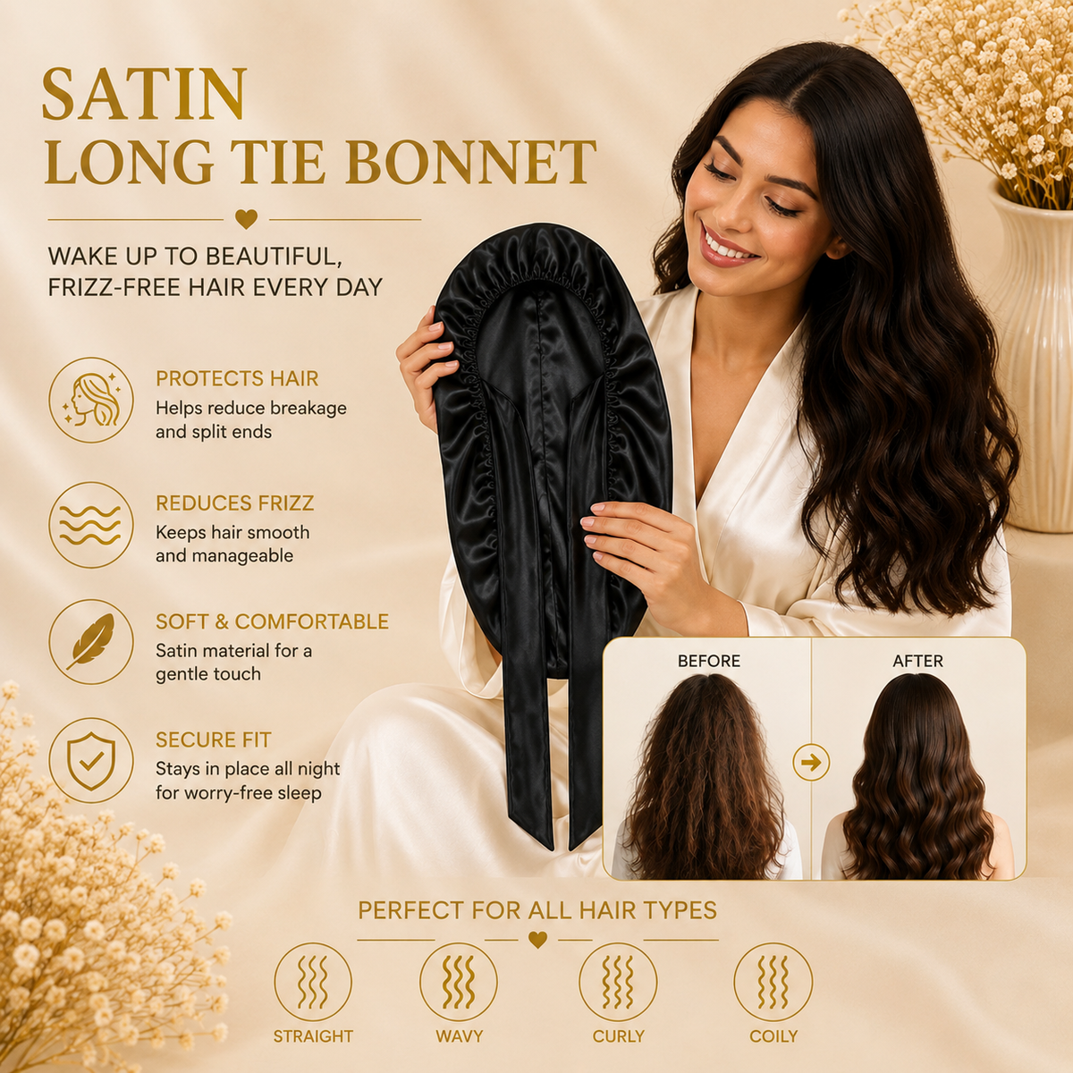Glowth Satin Sleep Set dimensions