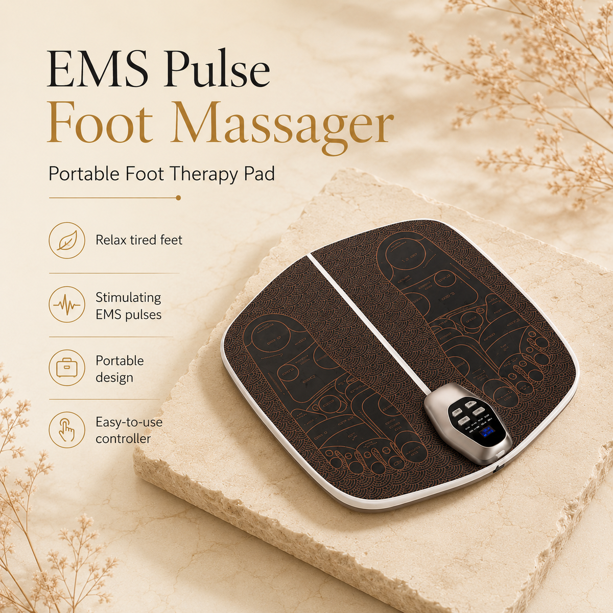 Glowth EMS Pulse Foot Massager, portable therapy pad