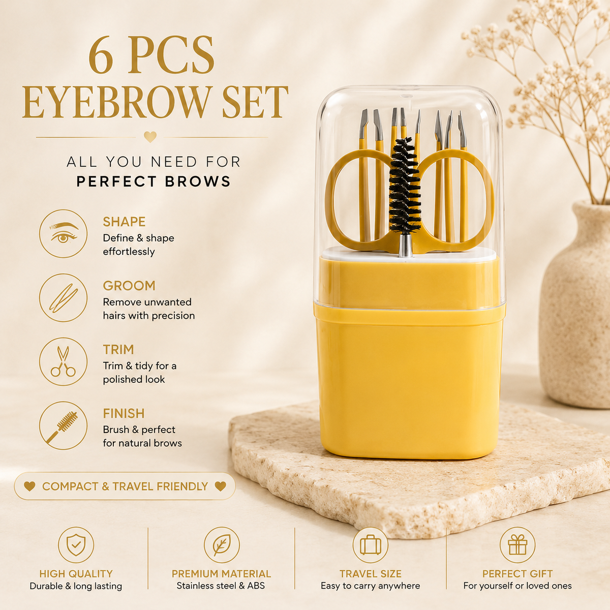 6 pcs eyebrow set, shape groom trim finish