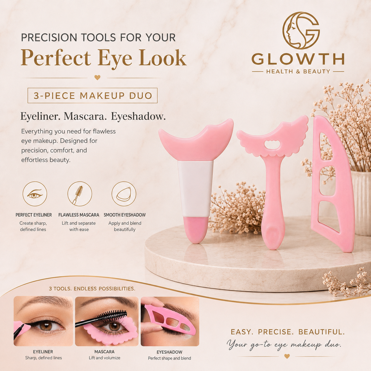 Glowth 3-Piece Eye Makeup Tool Set