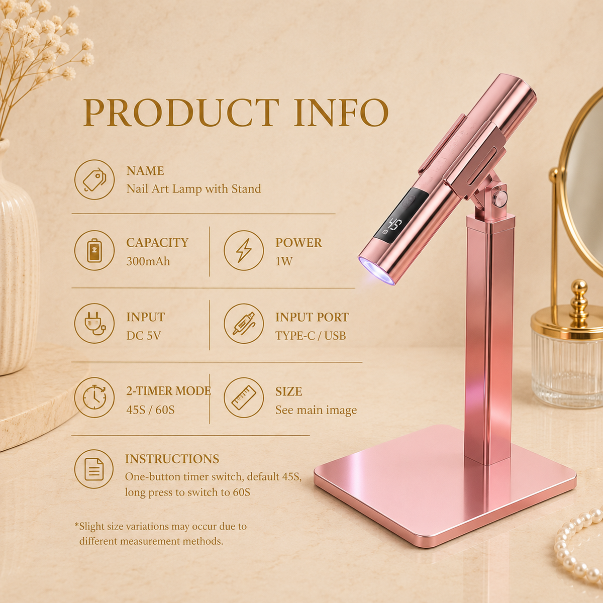 Glowth Nail Art Lamp with Stand product info