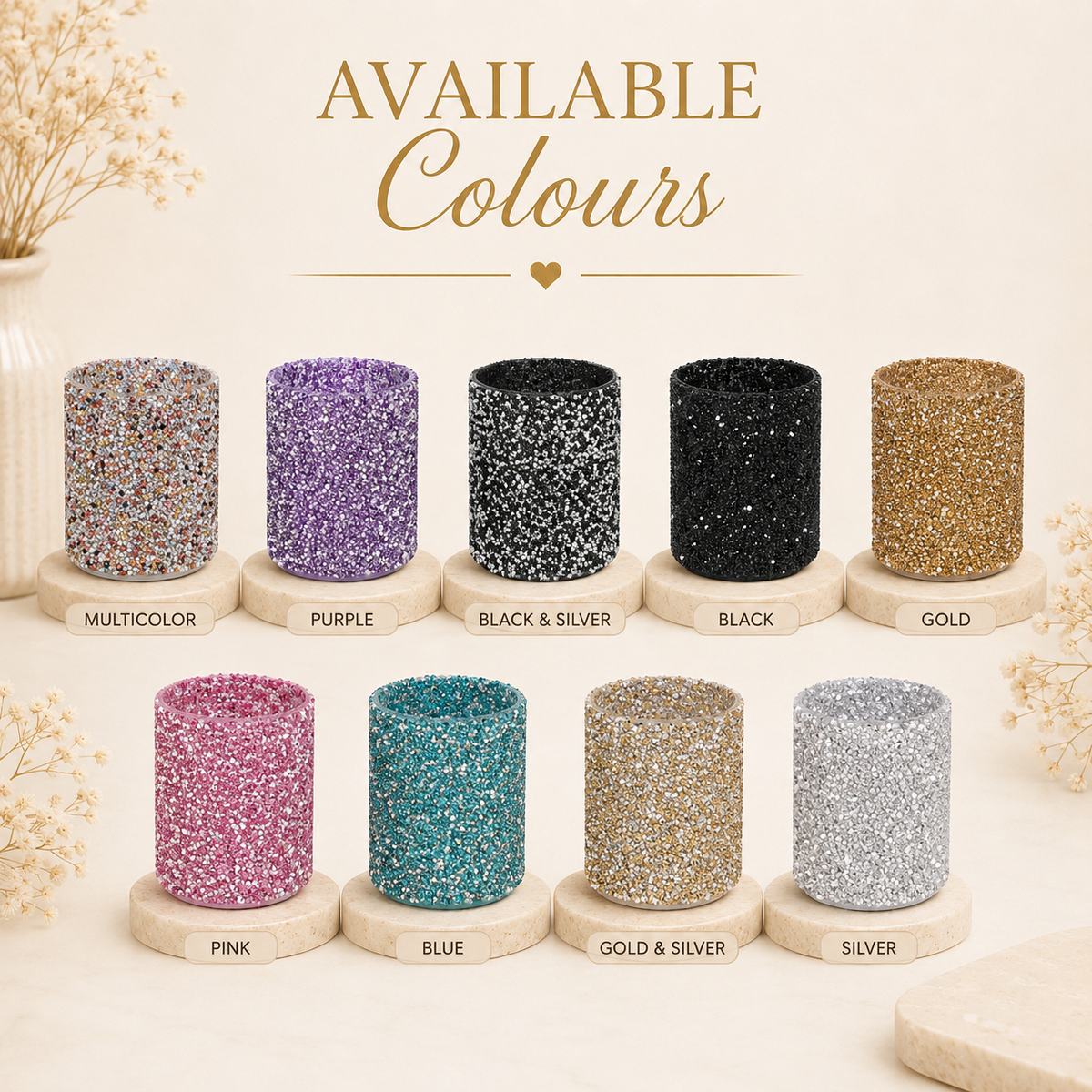 Glowth Glitter Makeup Brush Holder dimensions