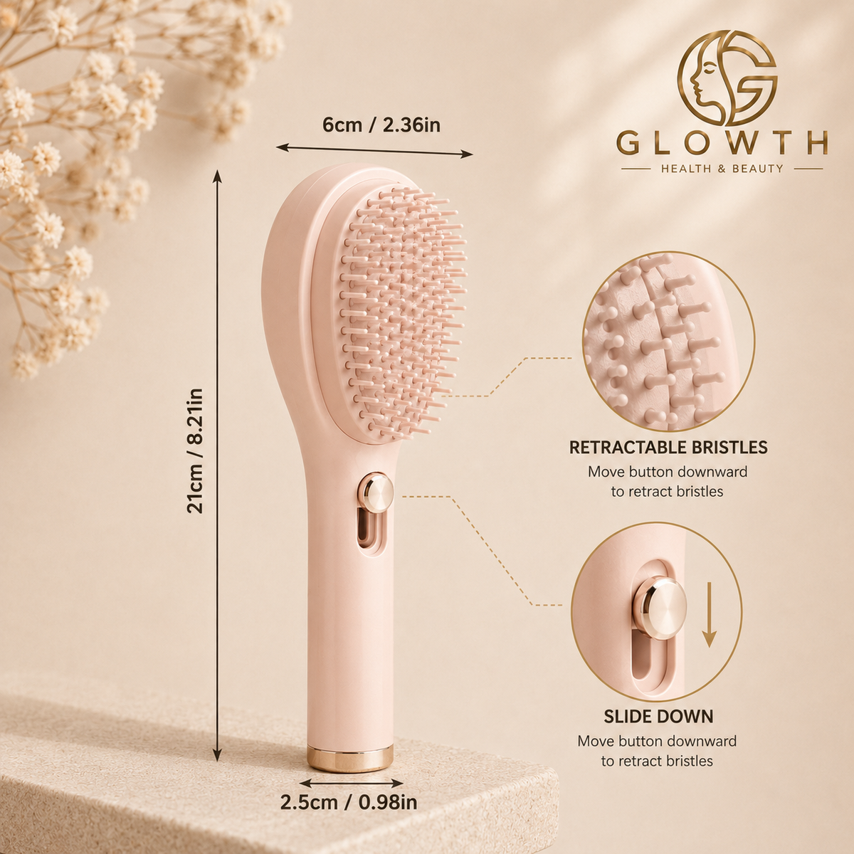Hair brush dimensions