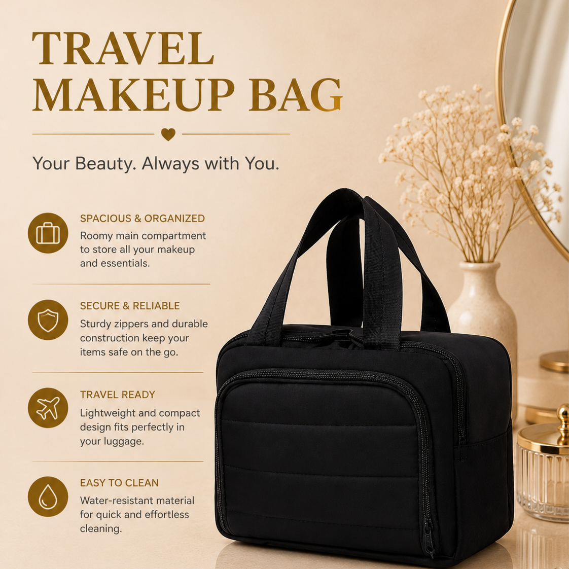 Glowth Travel Makeup Bag features