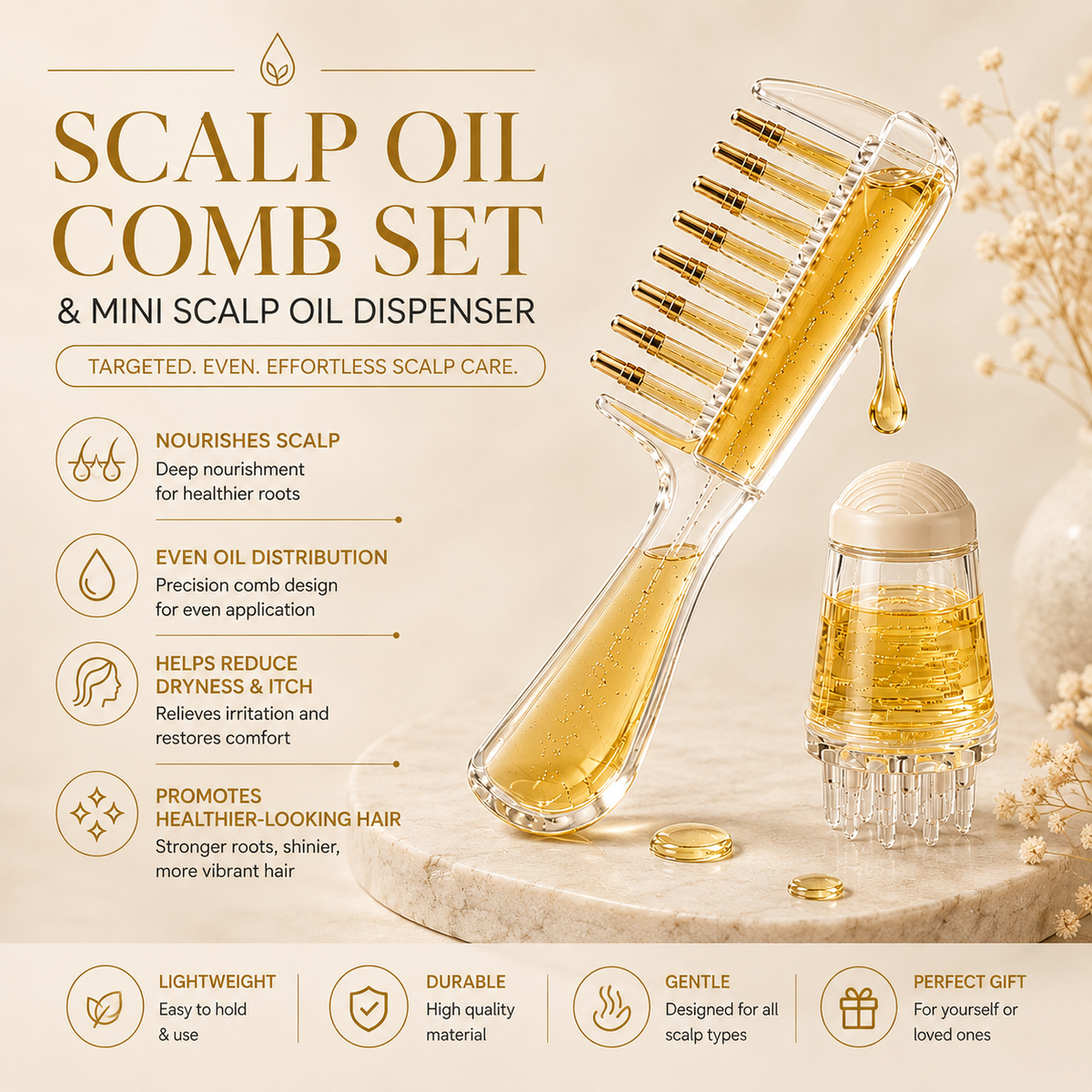 Scalp oil comb set nourishes scalp benefits