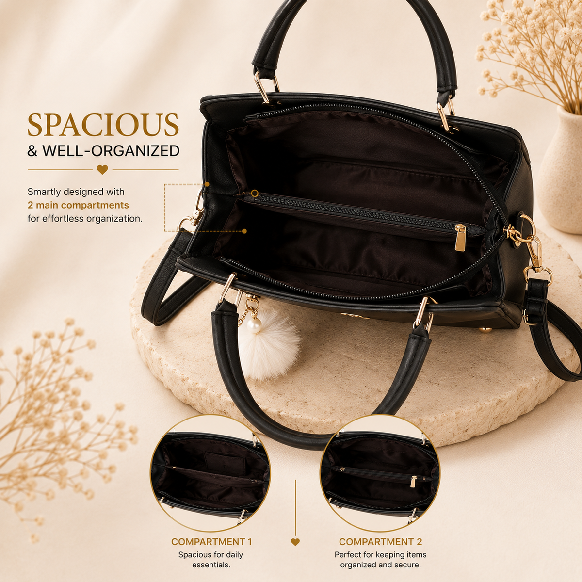 Darsheoly handbag spacious interior