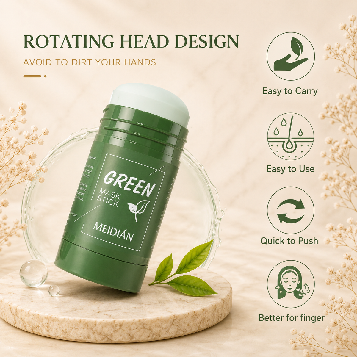 Green mask stick rotating head design