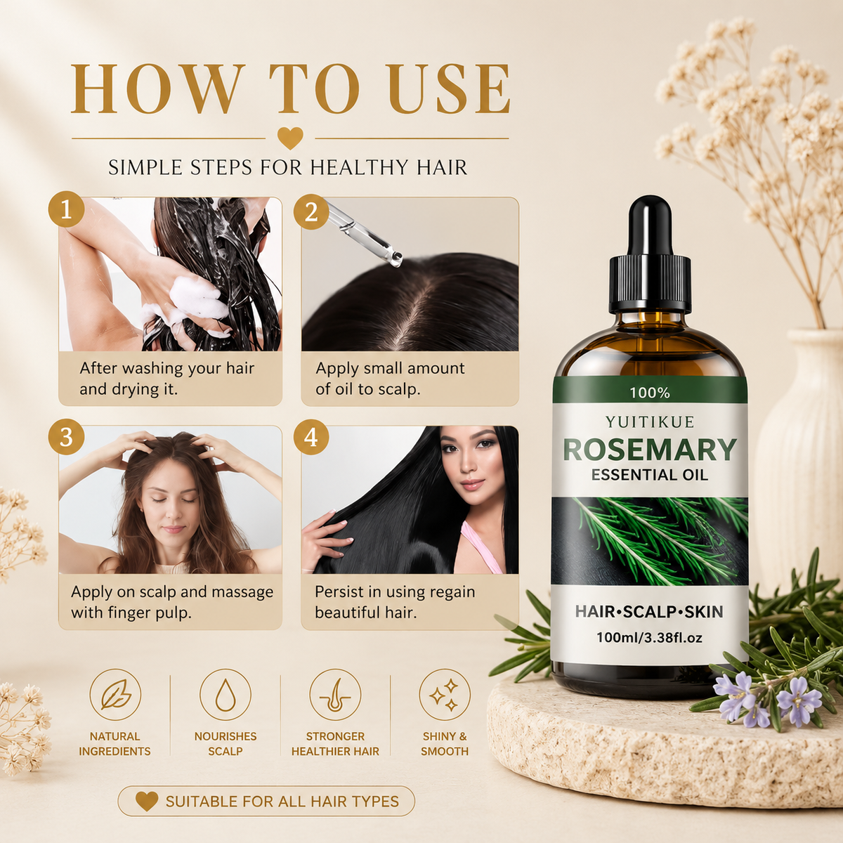 Glowth Rosemary Essential Oil how to use