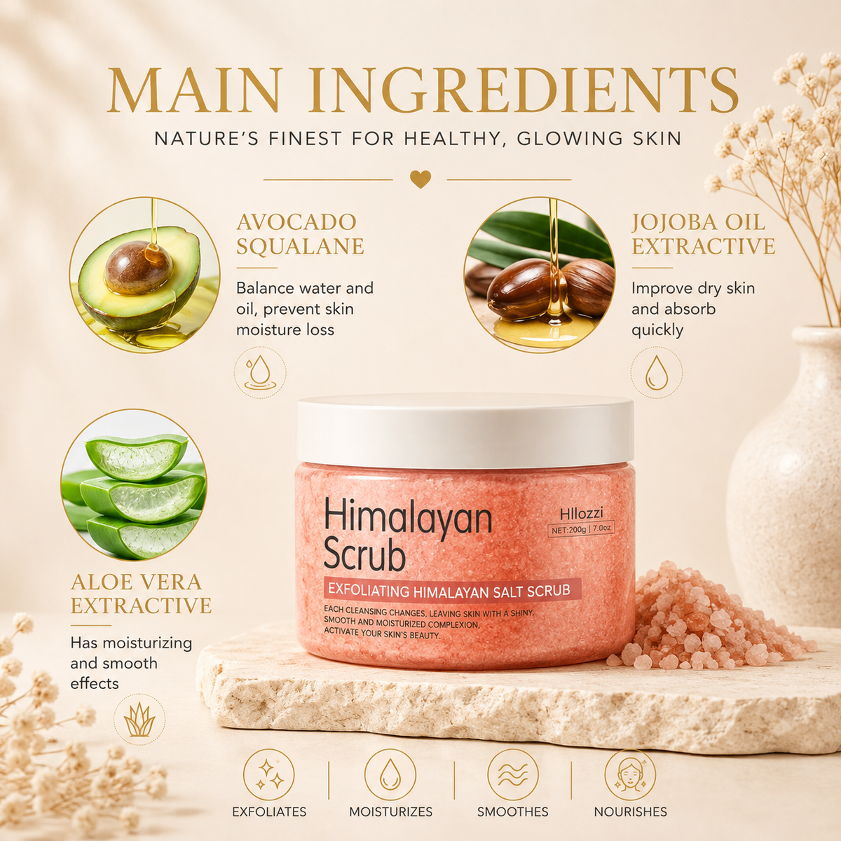 Main ingredients, nature's finest for healthy glowing skin