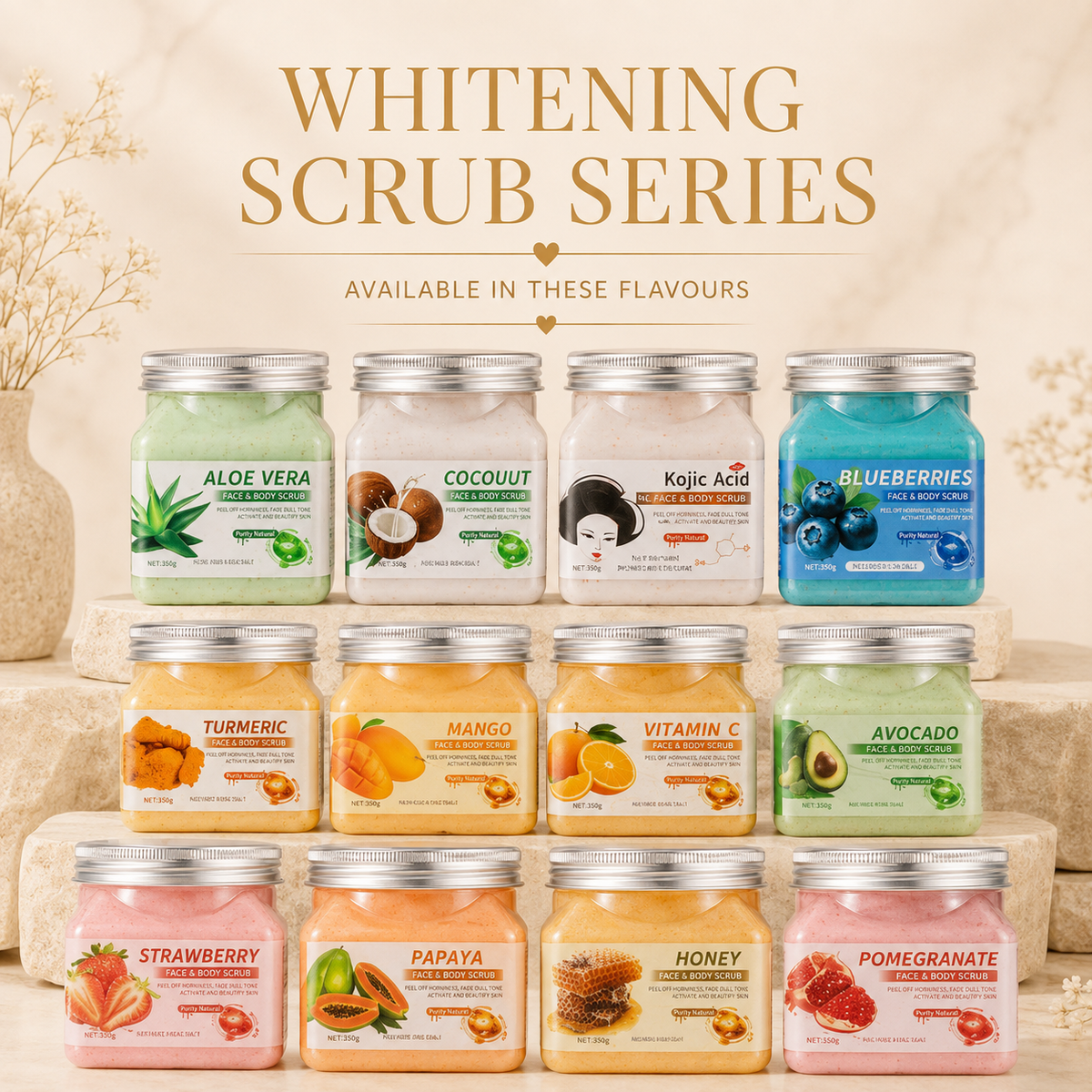 Whitening scrub series 12 flavours