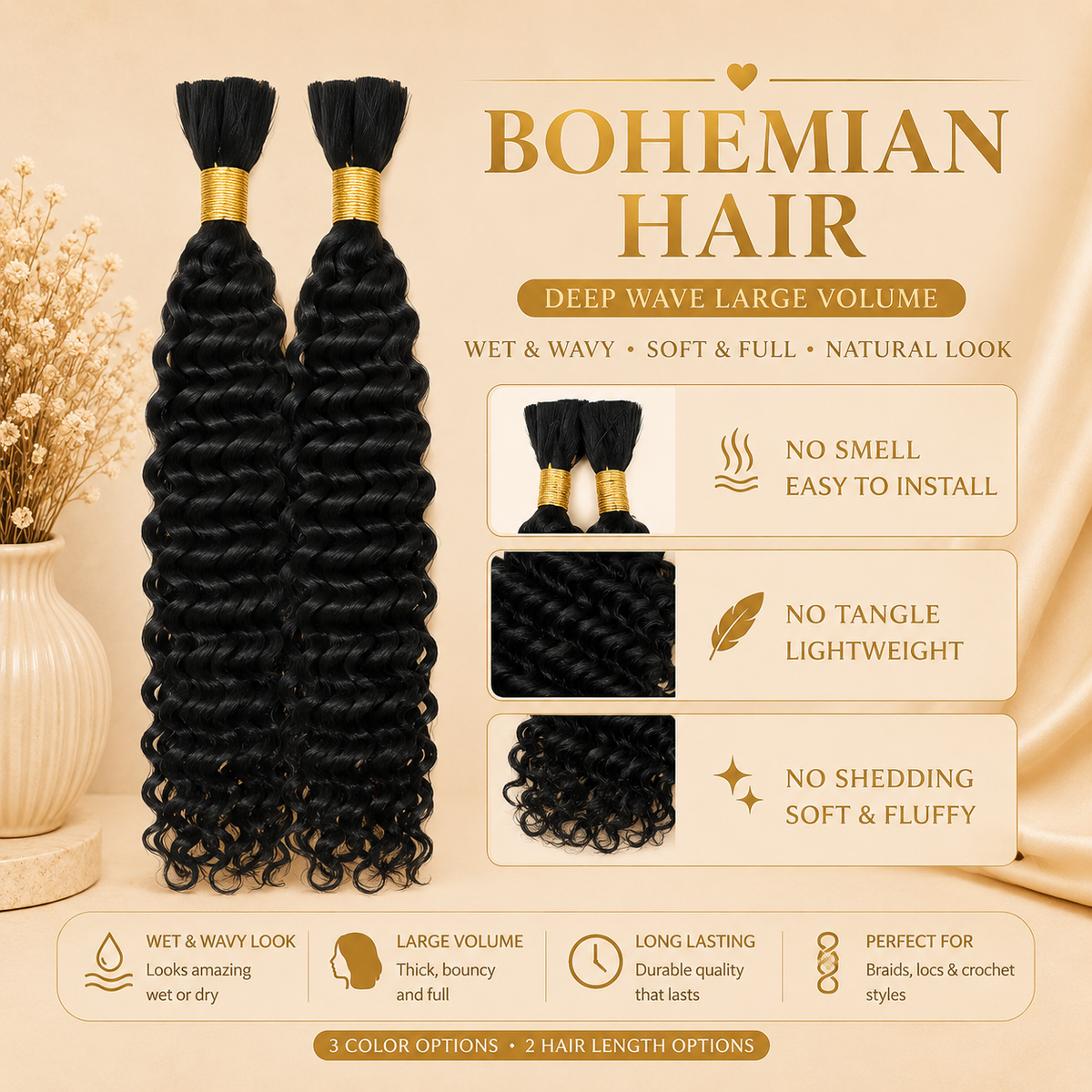 Glowth Bohemian Hair Deep Wave Large Volume overview