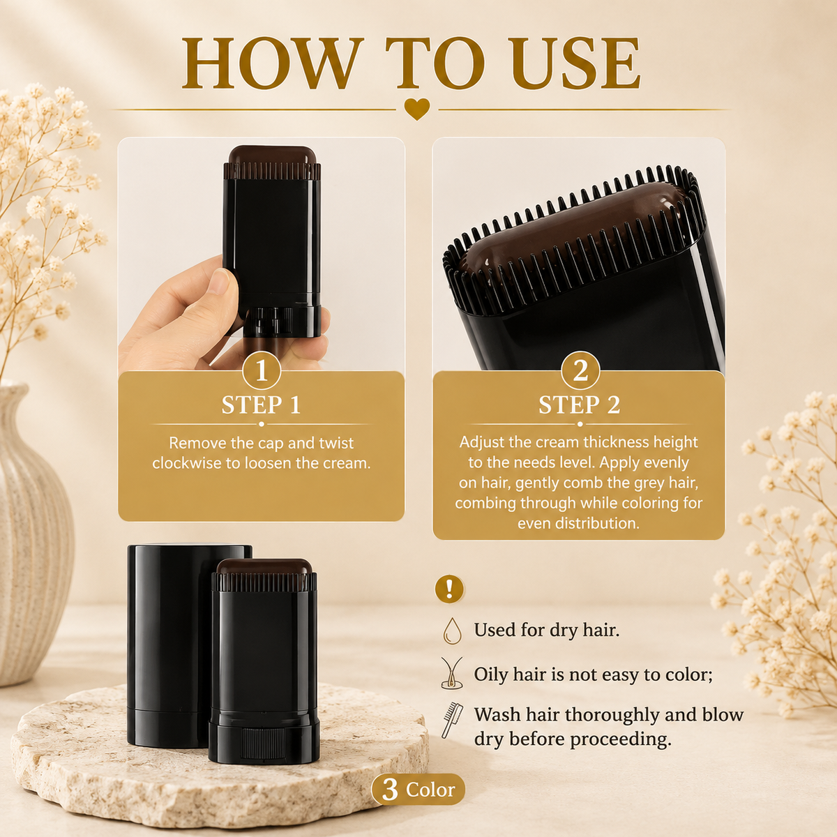 Glowth Hair Dye Stick how to use