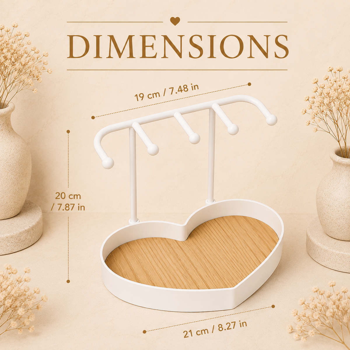 Glowth Heart-Shaped Jewelry Organizer dimensions