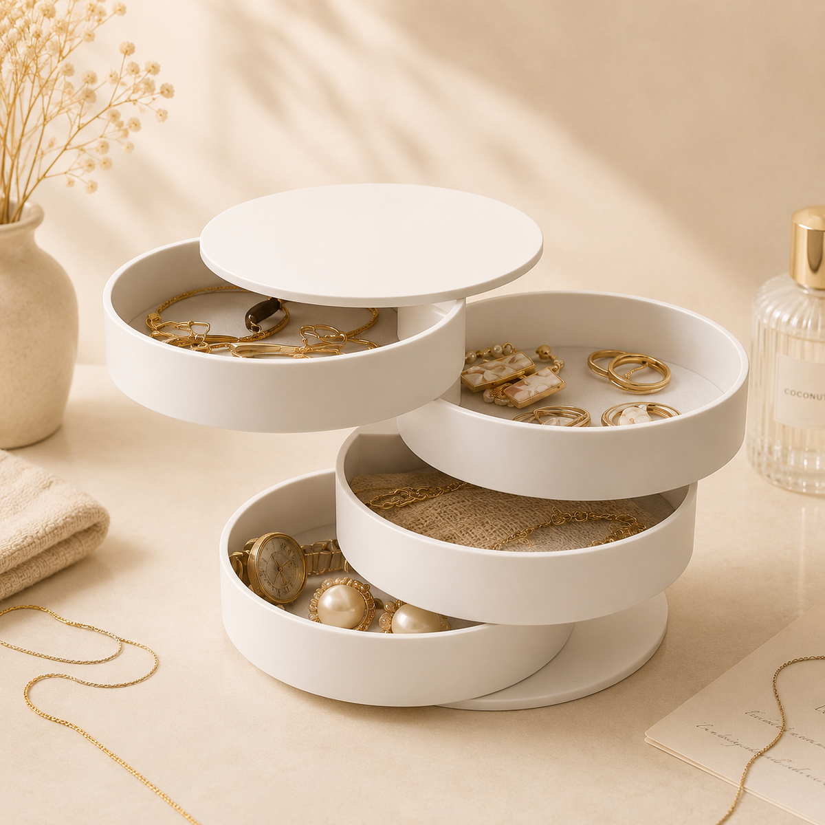Glowth rotating jewelry storage box, product photo
