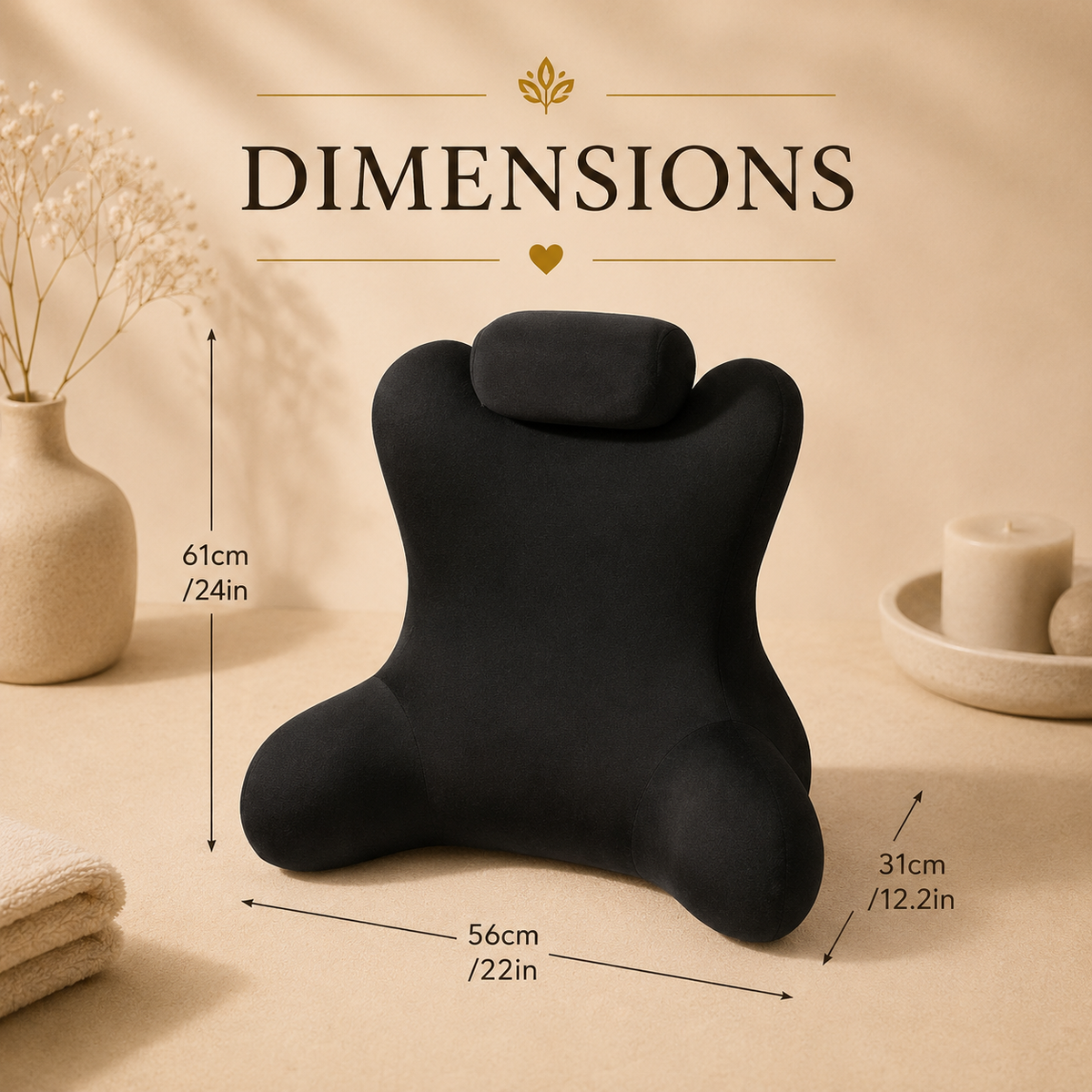 Glowth Memory Foam Lumbar Pillow dimensions