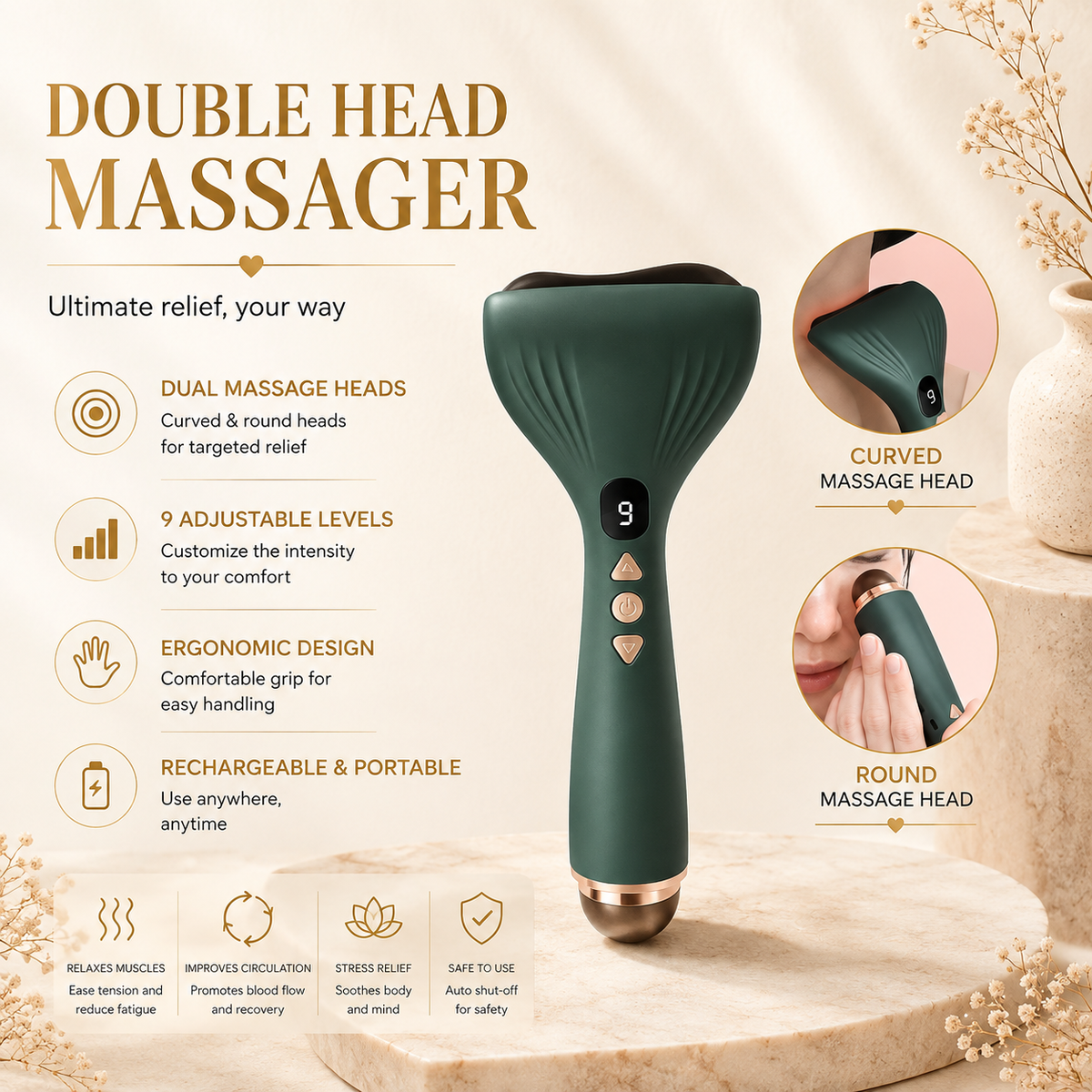 Glowth Double Head Massager dual massage heads