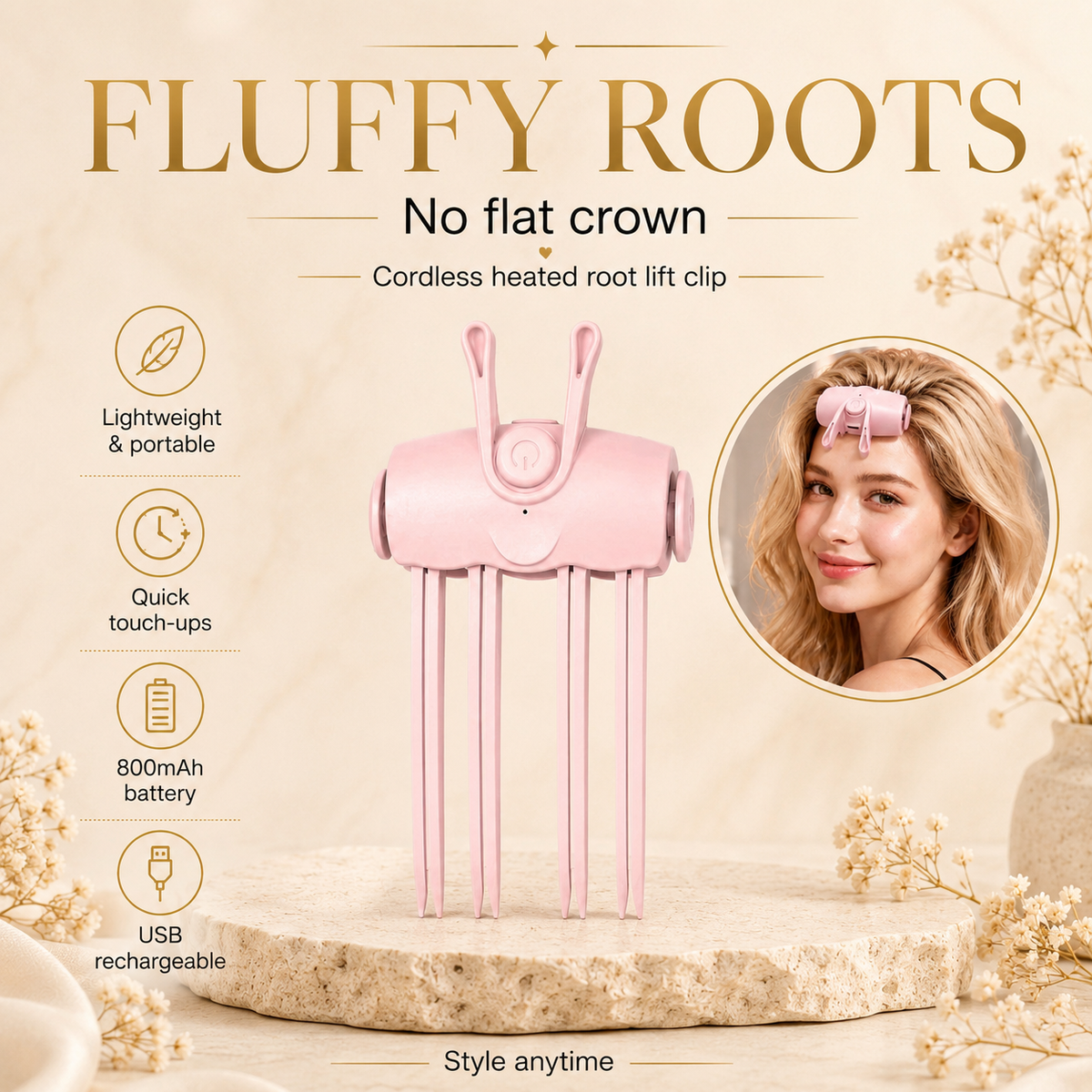 Root lift clip used on hair, instant root volume